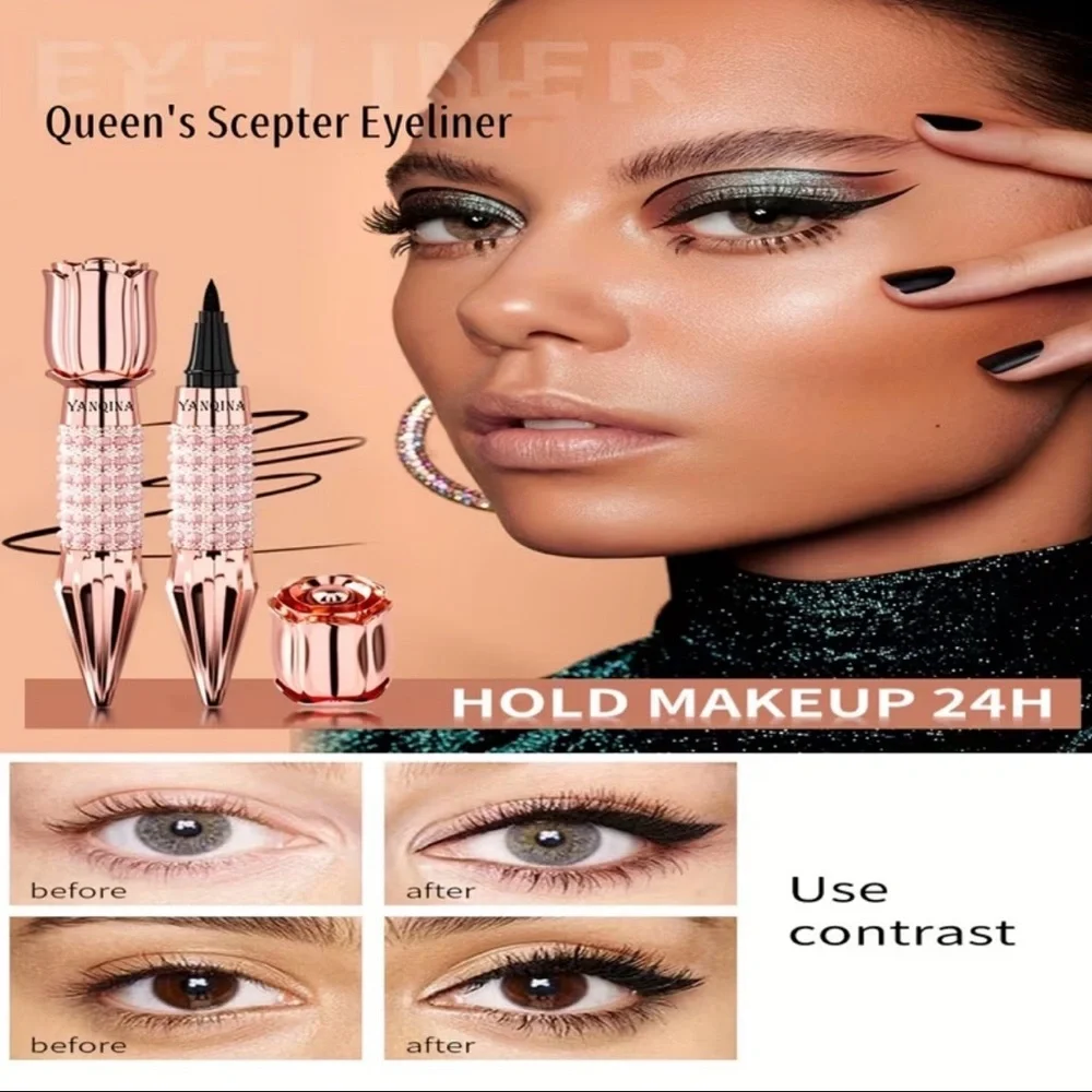 Waterproof Eyeliner Pen Black Quick Dry Long Lasting Smooth Eye Makeup Tool